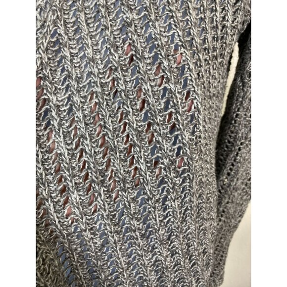 Eileen Fisher Open Knit Cardigan Sweater Size Large Gray Cotton Lightweight - Picture 14 of 16